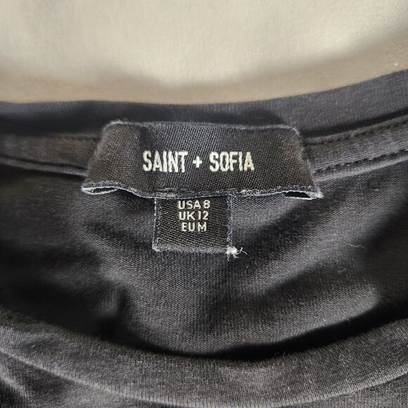 SAINT + SOFIA Womens Size 8 Black Short Sleeve Skull Dress - Picture 6 of 7